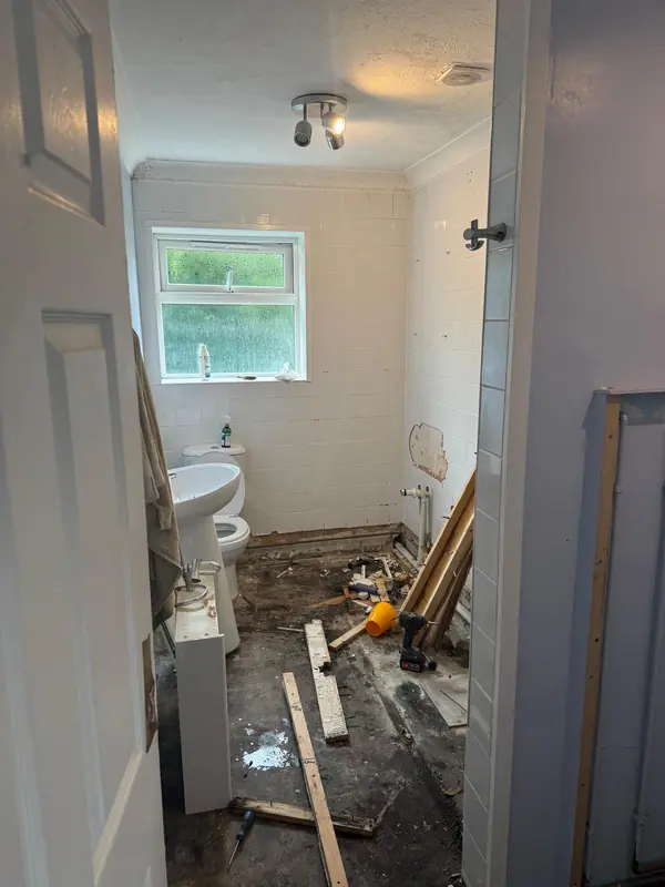 Bathroom stripped out before the refit